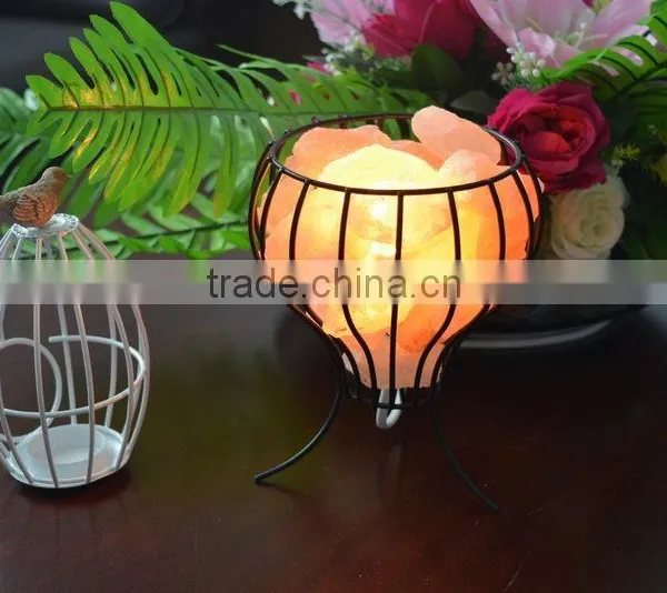 Himalayan Natural Rock Salt Lamp With Iron Art Base photo-2