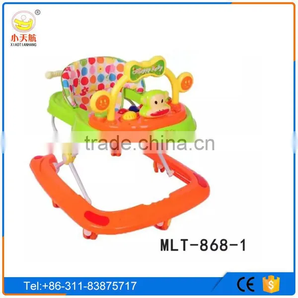 Plastic Round Baby Walker With 8 Swivel Wheels/Height Adjustable Baby Walker Pusher