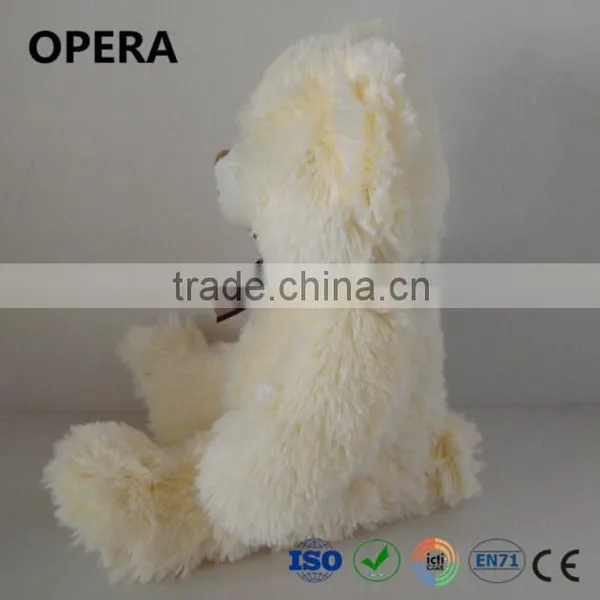 Fashion Ribbon Bow Light Beige Teddy Bear pv Plush Fabric