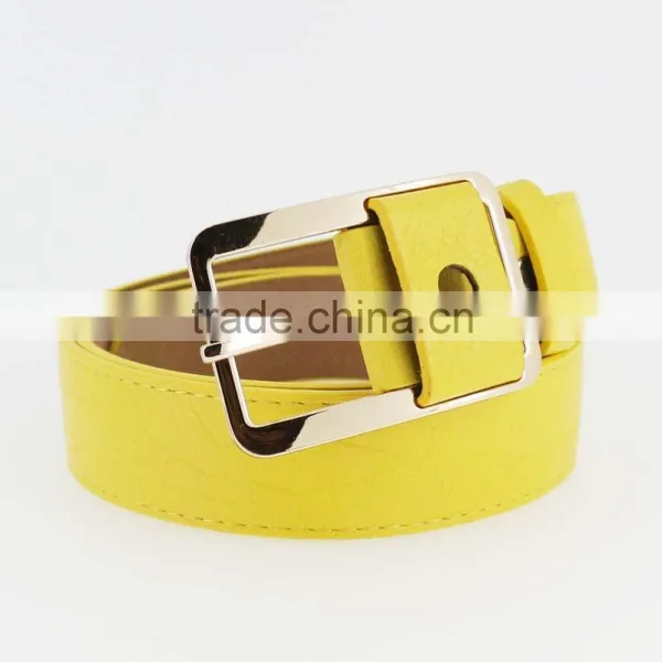 Women's Fashion Yellow PU Leather Belts for Jeans With Alloy Buckles in YiWu Factory photo-2