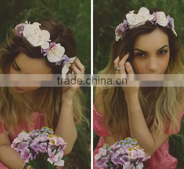 New Artificial Flower Crown Decorative Artificial Flower Crown Headband Flower