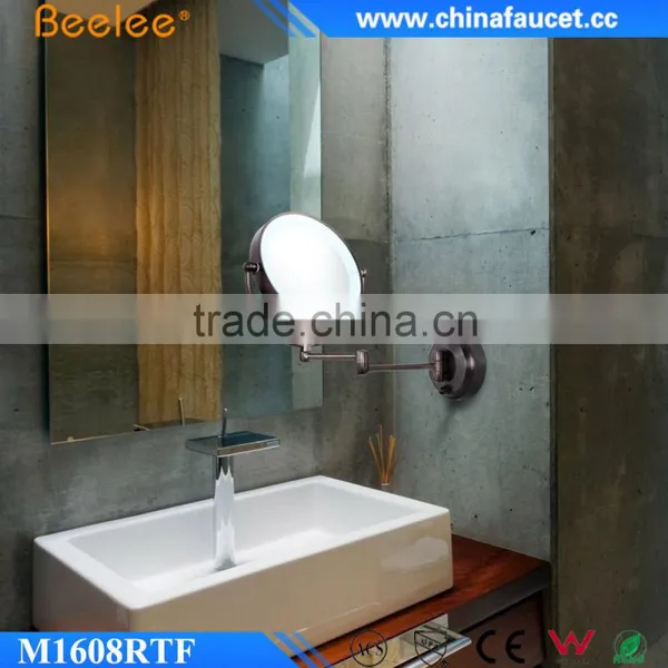 Beelee ORB Copper Double Side Cosmetic Wall Mounted Mirror With LED Light Quality Choice photo-3