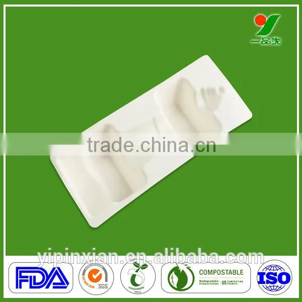 Wholesale 90days Biodegradable OEM Bagasse Packing Molded Pulp Buffering Packaging Gaming Glasses Tray for Electronic Components photo-2