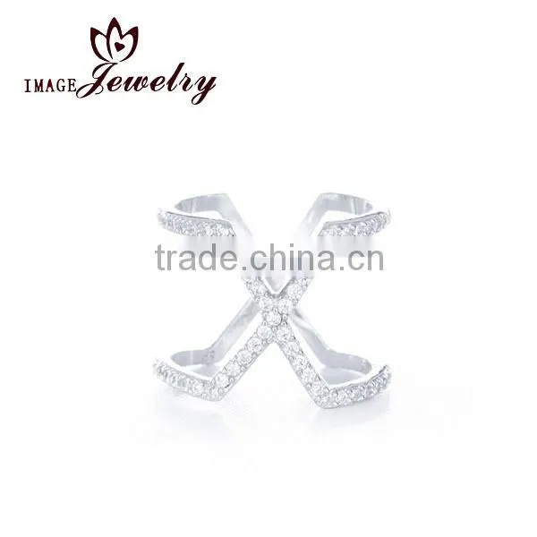 925 Sterling Silver Double X CZ Ring Pave Setting