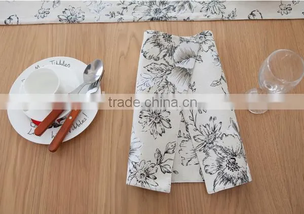 Hot Sale Cotton Linen Canvas Fabric Wedding Table Runner With Printed Pattern photo-5
