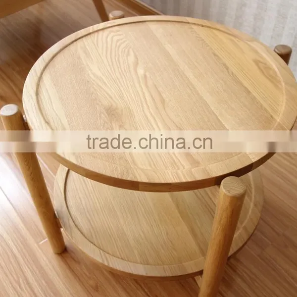 Solid Wood End Table Tea Table in Round, Modern Design Furniture photo-2