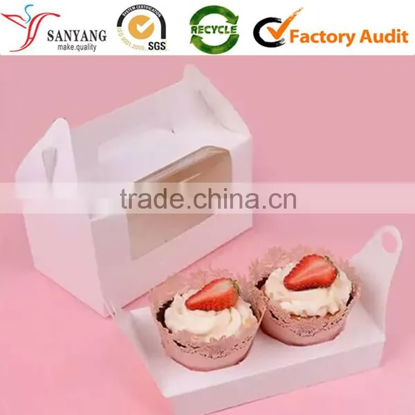 Foldable White Paper Square Birthday Cake Boxes With Clear Window photo-2