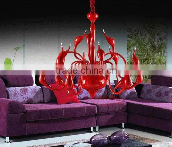 Modern Cast Iron Chandelier Decoration Light Art Red Swan Chandelier for Restaurant photo-2