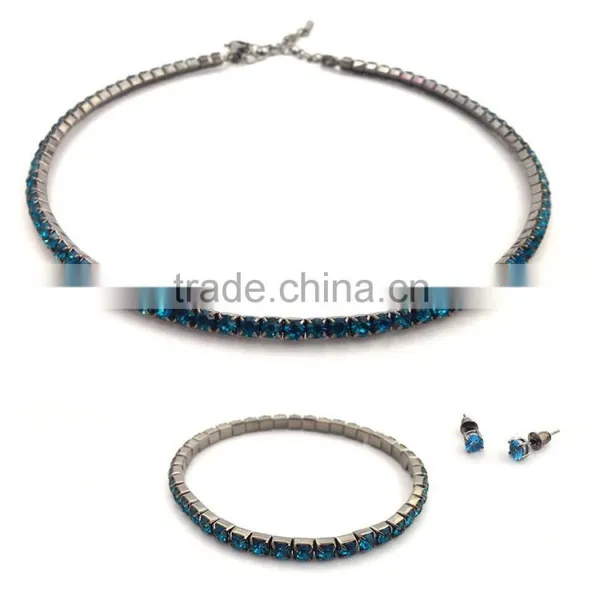 Lastest Fashion Three Pieces Blue Claw Crystals Tri Set Jewelry