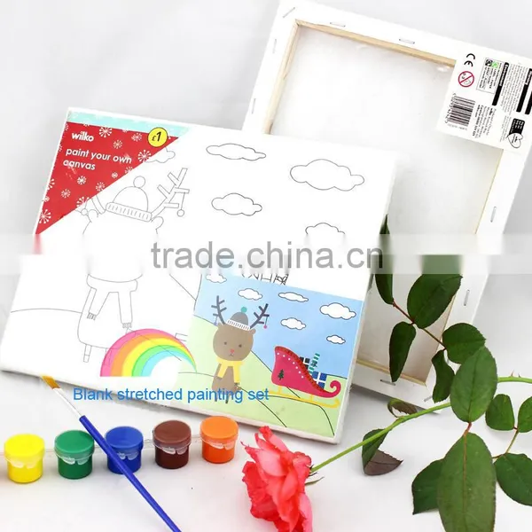 TZH 103 Yiwu Factory Kids Canvas Paintings Set Includes Acrylic Paint and Brush