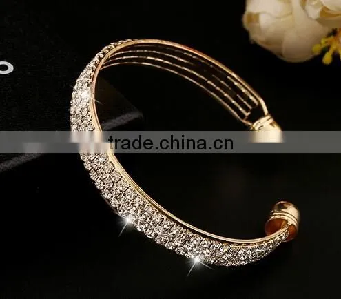 Fashion Women Girl Crystal Rhinestone Charm Bracelet Open Cuff Bangle photo-4