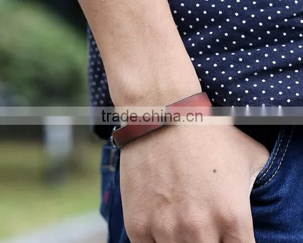 Braided Leather Bracelet Cuff With Metal Snap Closure Adjustable Genuine Leather photo-5