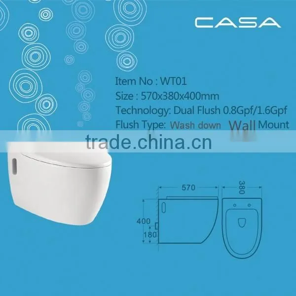 P Trap Mounted Wash Down Water Closet Wall Hung Toilet