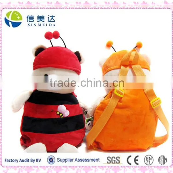 2016 New Style High Quality Cartoon Bee Bear Colorful Kids Plush Backpack Bag photo-2
