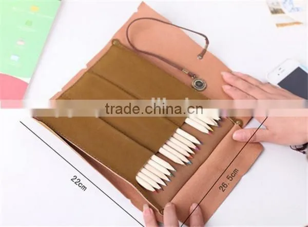 Retro Vintage Pirate Roll Up PU Leather Pen Pencil Case Treasure Map Kid Cosmetic Bag photo-6