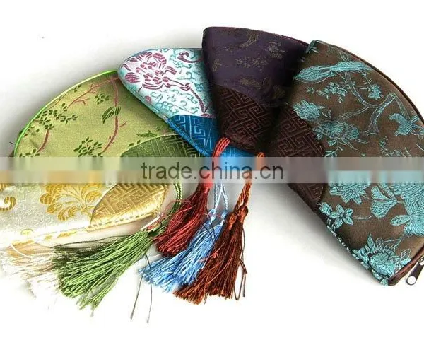 Colored Silk Brocade Jewelry Pouches