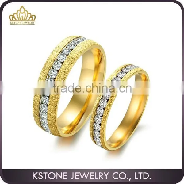 KSTONE Latest Designs Gold Shiny Couple Ring, Gold Crystal Ring For Couples