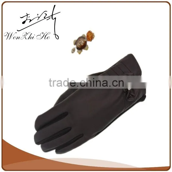 Fashion Women Cheap Grey Leather Gloves for Spring photo-2