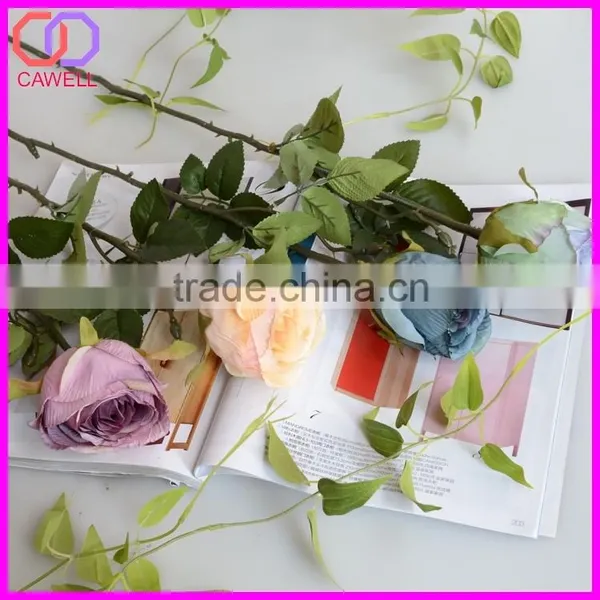 Cheap Silk Peach Rose Artificial Flower Manufacturer photo-5