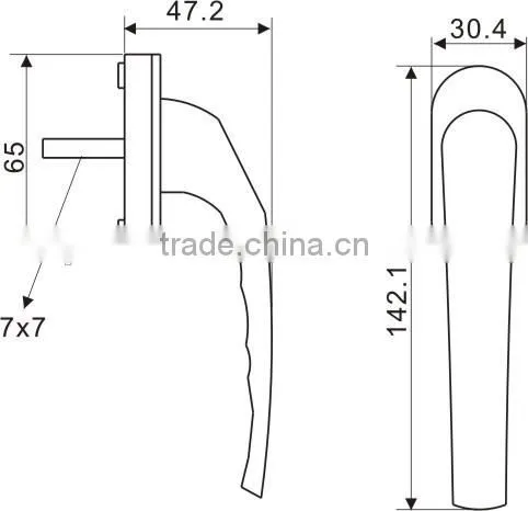 Aluminum Alloy Door Handle PVC Window Handle Door and Window Handle Espagnolette Handle 90110201 photo-2