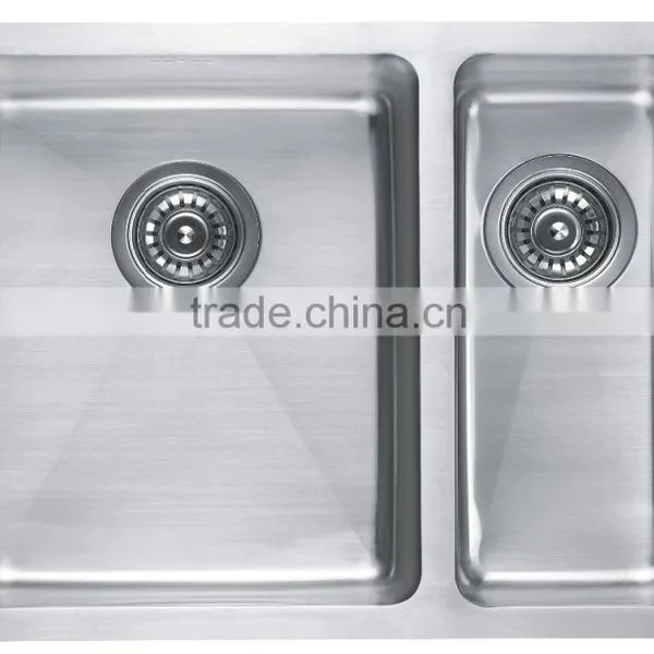 Two Bowls Stainless Steel Commerical Hand Made Kitchen Sink With Drainboard GR-606 photo-3