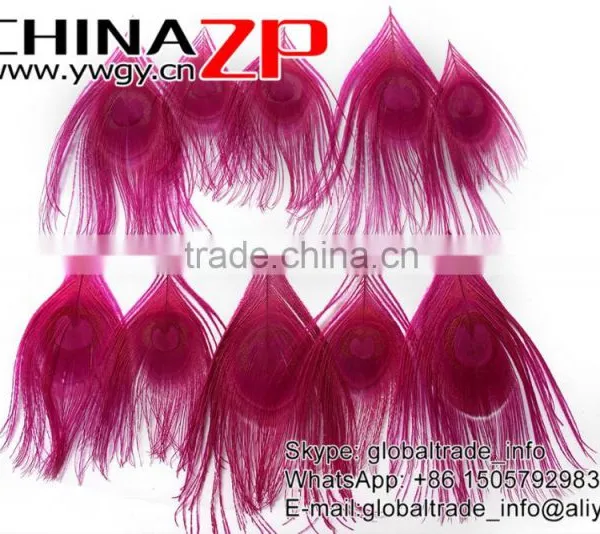 No.1 Supplier ZPDECOR Wholesale Selected Prime Quality Dyed Hot Pink Trimmed Short Peacock Feathers for Decoration photo-3