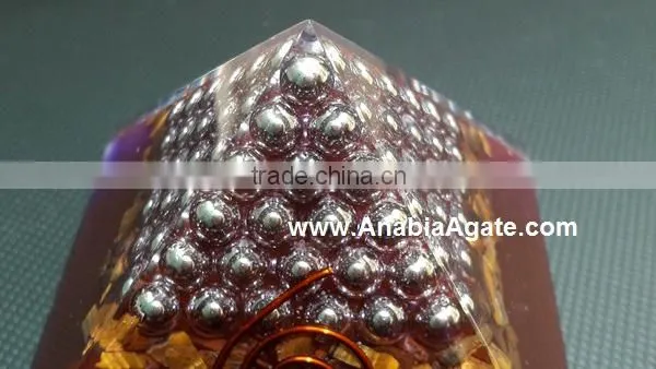 Red Colour Orgone Pyramid With Silver Pearl,s : Wholesale Orgone Pyramid photo-3