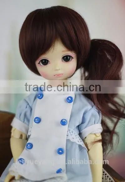 Cute Synthetic Dark Brown 1/6 Bjd Doll Bob Wigs With Ponytail photo-2