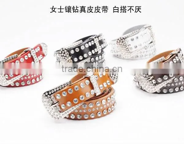 2014 New Arrival Western Ladies Rivet New Fashion Belt With Flower Leather Pattern Buckle Wholesale /Retail Sell photo-3