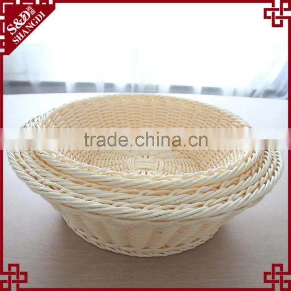 Multi-functional Housewares Round Shape White Plastic Rattan Bread Basket photo-5