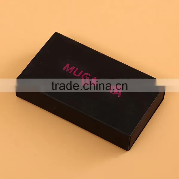 Narrow & Long Drawer Type Black Gift Paper Box With Logo Printed photo-3