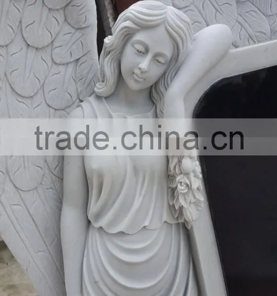 Hand Carved Natural Stone Angel Headstone photo-3