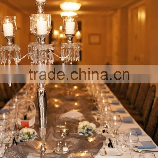 CRYSTAL HANGING CANDELABRA CENTERPIECE FOR WEDDING,GOLD CANDELABRA photo-2
