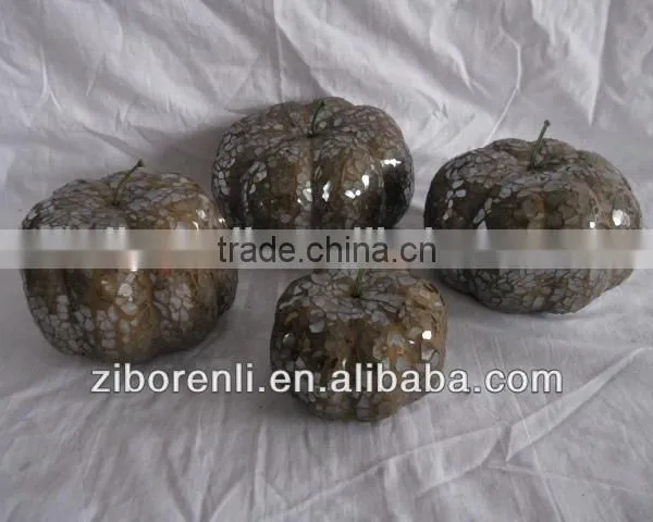 Dark Brown Color Crackle Glass Craft Pumpkins photo-2