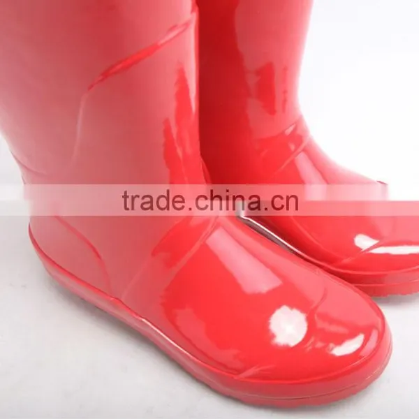 Over the Knee Back Lace-up Red Rubber Rain Boots for Women photo-6