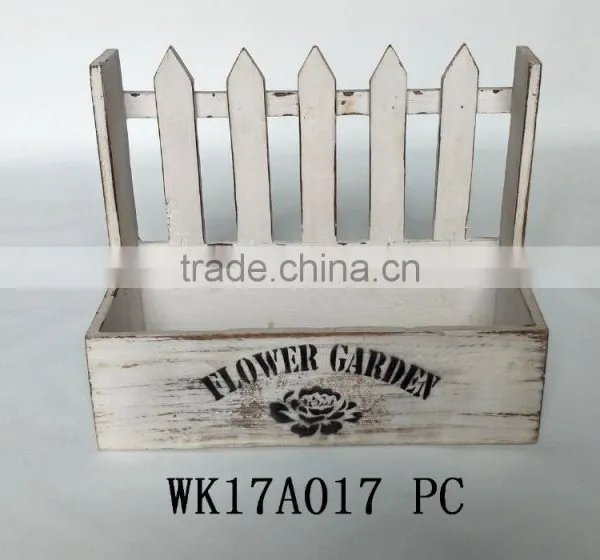 Garden Wooden Flower Pot With Handle, Antique Brown Wooden Plant Planter photo-4