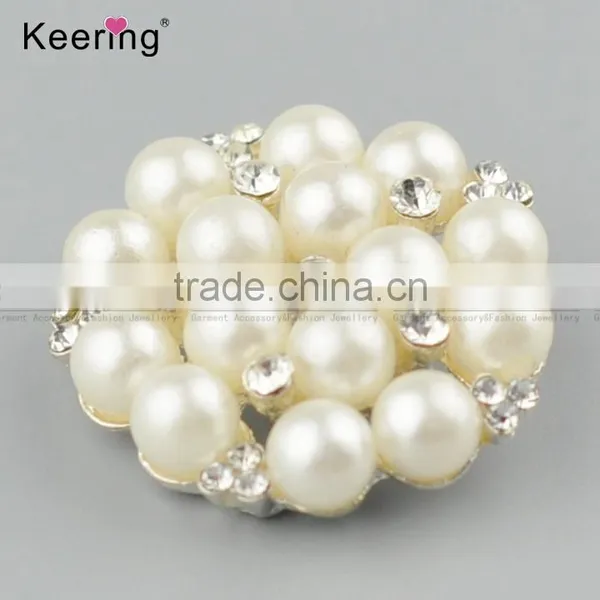 Keering- Style Fashionable Rhinestone Pearl Button Pins for Garments WBK-1478 photo-3