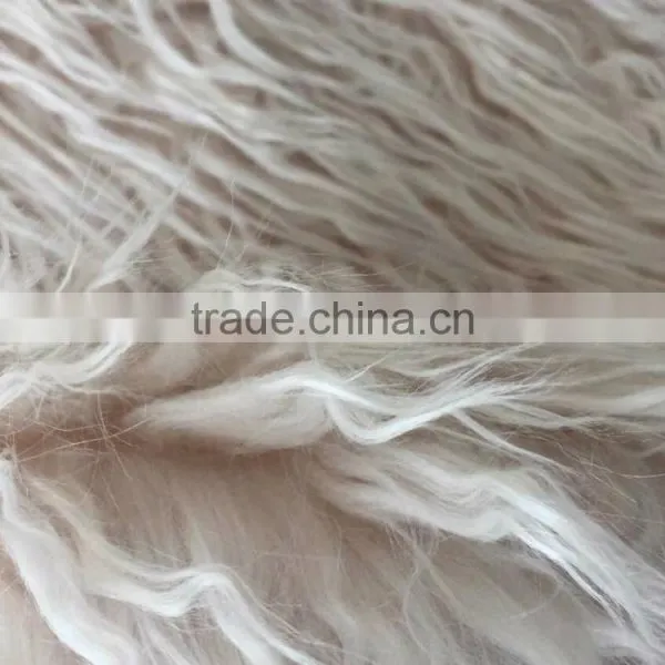 Artificial Long White Curly Fur Fabric photo-3