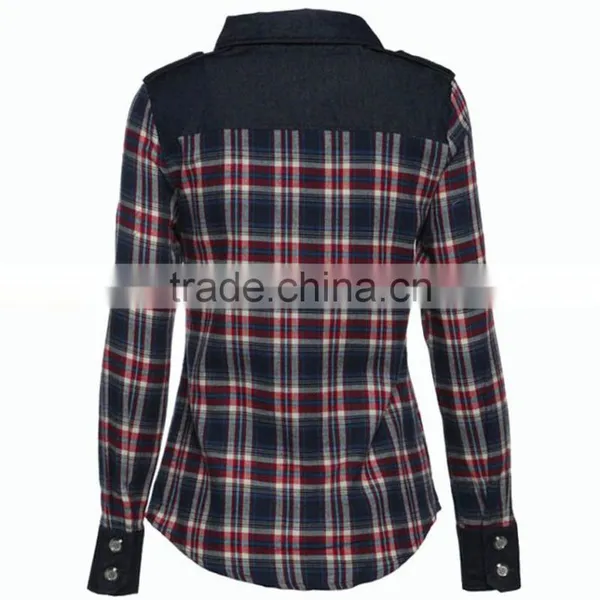 Women Clothing School Girl Casual Wear Women New Design Cotton Stripe Shirt Long Sleeve Fit Plaid Shirt for Women photo-2