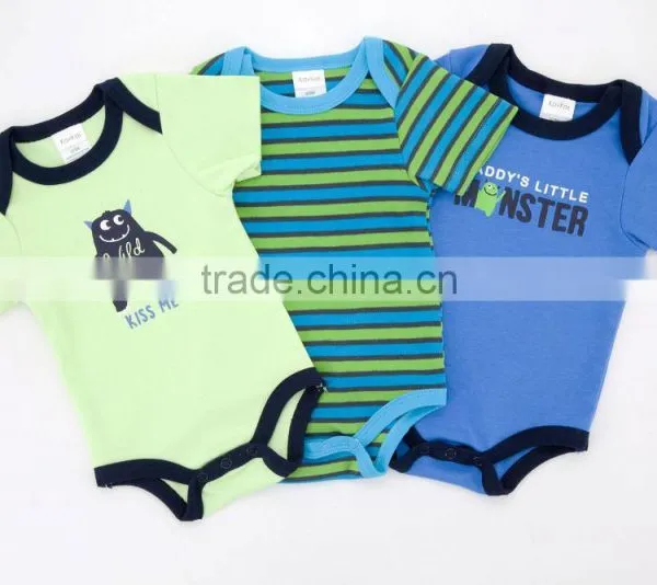 2017 Factory Cheap High Quality Baby Clothes Newborn Infant O-neck Short Sleeve Colorful Baby Snap Crotch Bodysuit photo-2