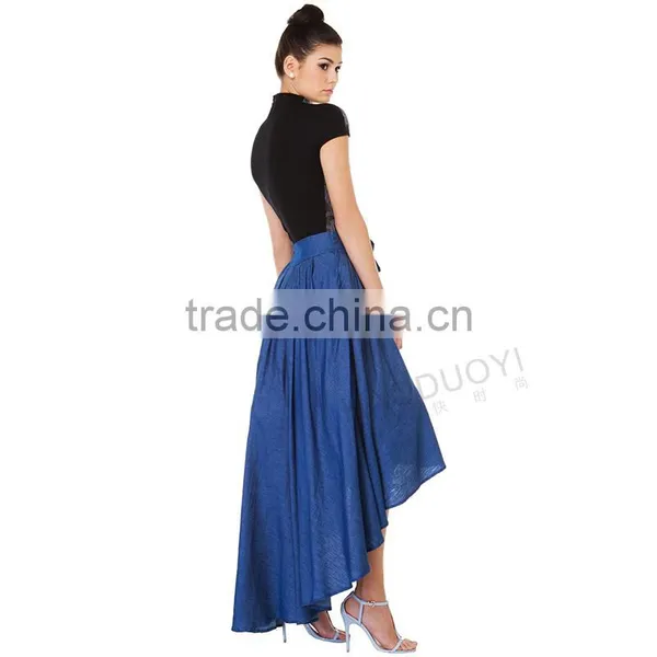 MGOO High Quality Cotton Women Vintage Blue Bow Skirts Front Short Back Long Skirt Princess Fashion 15146B618 photo-5