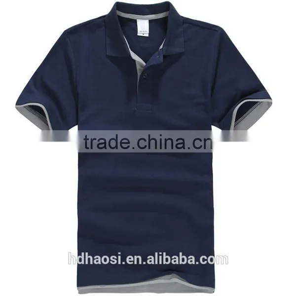Blank t Shirt Beaded Cotton Double Color Collar Polo Shirt 195g CVC Materials Polo t Shirt for Men photo-5