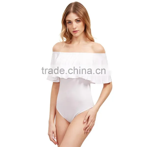 Flounce off Shoulder Stretch Bodysuit Hot Design Lady Clothing photo-6