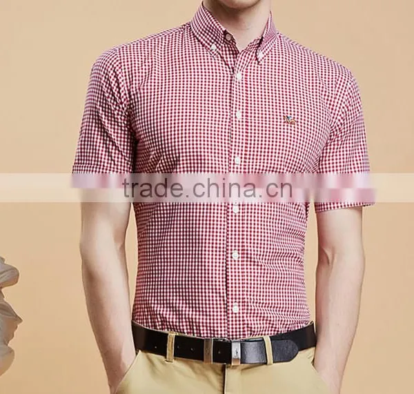 Short Sleeve Shirt Cotton Summer Youth Contracted Texture Plaid Shirt English Cultivate One's Morality With Big Yards photo-2