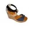 OEM / ODM 9cm Heels PU / Mesh Material Autumn, Summer, Spring Blue Ladies Wedge Sandals