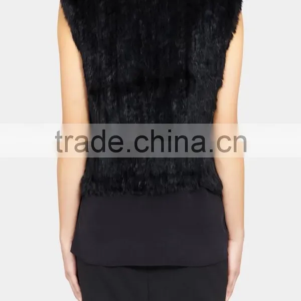 YR827 1*1 Knit Top Quality Fashion Design Factory Quality Ladies Rabbit Fur Gilet photo-4