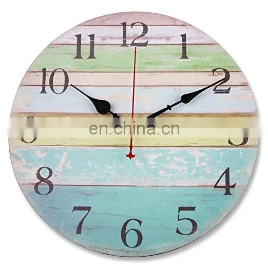 Round Vintage Wooden Clock Wall Clock China photo-2