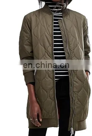 Chinese Manufacturer Padded Quilted Longline Bomber Jacket photo-2