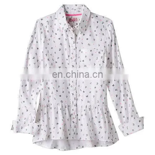Long Sleeve Kid Shirt, Girls 7- 16 & Plus Size Perfectly Soft Button-Front Peplum Plaid Shirt photo-2