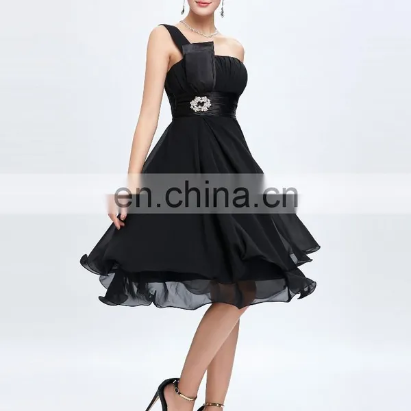 Grace Karin Chiffon One Shoulder Knee Length Bridesmaid Dresses CL4095 photo-2